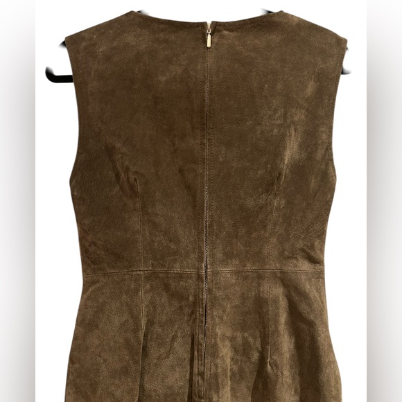 NWT Zara 100% Suede Leather Midi Dress - Khaki - Picture 9 of 16